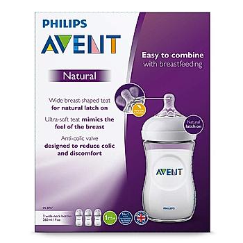 Avent Natural Bottle- | Ideal for 1 Month+ | Slow Flow | BPA Free | 260ml | No 1 Recommended Brand by Moms Worldwide | SCF033/10