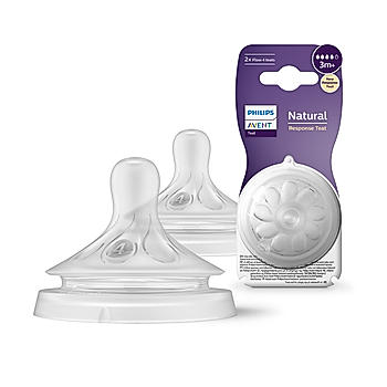 Avent Natural Response Teat for Babies Aged 3 months and above | Flow 4 | Pack of 2 | BPA Free | SCY964/02