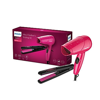 Styling Kit - | Hair Straightener and Dryer Combo | Silkprotect Technology | 1000W Hair Dryer| HP8643/46