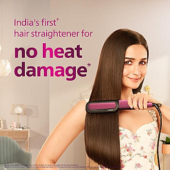 NourishCare- India’s First Hair Straightener designed for No Heat Damage I Uniquely designed NourishCare & SilkProtectCare for Styling with heat protection | BHS522/00