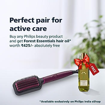 Hair Straightening Brush-with Silk Protect Technology I Naturally Straight hair in 5 Mins I  BHH730/00