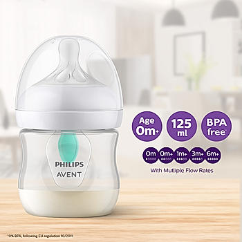 Avent- Natural Response Feeding Bottle for Newborn Babies |125ml | Pack of 1 | AirFree Vent | BPA Free | SCY670/01