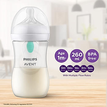 Avent- Natural Response Feeding Bottle for Babies aged 1 month and above |260ml | Pack of 1 | AirFree Vent | BPA Free | SCY673/01