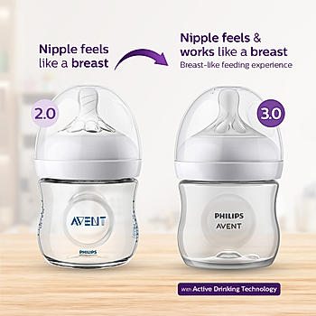 Avent- Natural Response Feeding Bottles for Newborn Babies| 125ml | Pack of 2 | BPA Free | SCY900/02