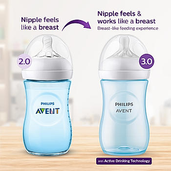 Avent Natural Response Feeding Bottle- | Blue | 260ml | BPA Free | for Babies aged 3 to 6 months | SCY903/21