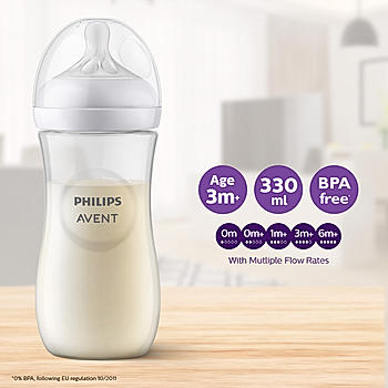 Avent- Natural Response Feeding Bottle for Babies aged 6 months and above | 330ml | Pack of 1 | BPA Free | SCY906/01