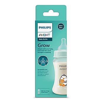 Avent- Grow Feeding Bottle for Babies aged 1 month and above | 250ml | Pack of 1 | Anti Colic | BPA Free | SCF061/01