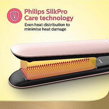 Hair Straightener- | Kerashine Ceramic Plates with Silkprotect Technology | BHS378/10