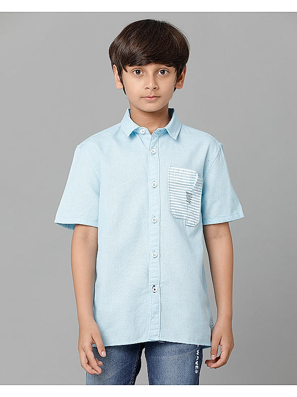 COTTON SLUB HALF SLEEVE SHIRT