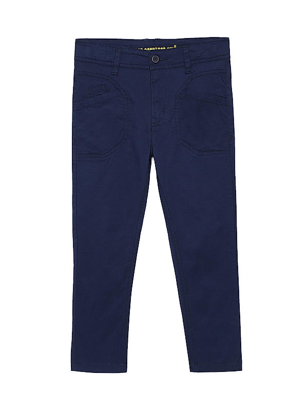 BOYS COTTON LYCRA TWILL SLIM FIT SOLID PANT