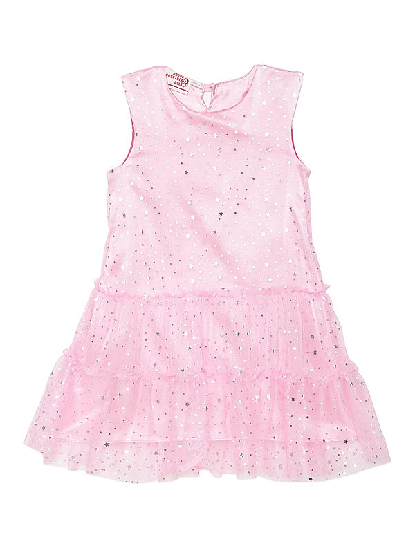 GIRLS GLITTER SATIN SLEEVELESS DRESS