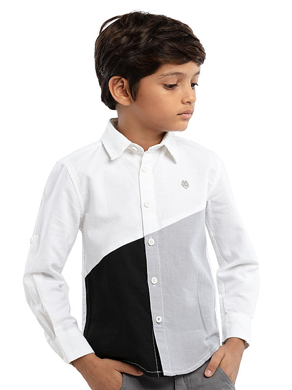 COTTON OXFORD FULL SLEEVE SHIRT WITH CUT N SEW STYLING