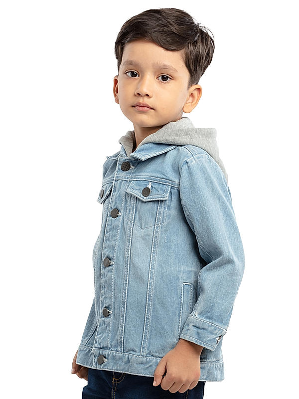 BOYS FULL SLEEVE DENIM JACKET WITH HOOD