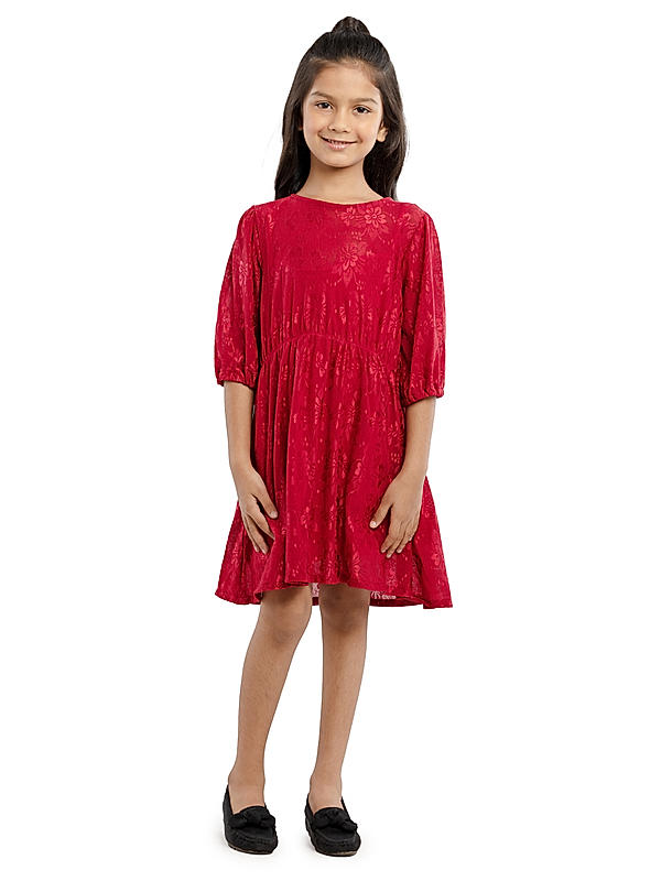 GIRLS KNITTED DRESS WITH JERSY LINING