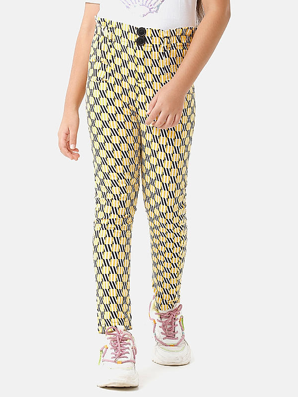 GIRLS PULL ON FULL PANT WITH ALLOVER PRINT