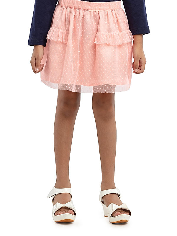 GIRLS PULLON SKIRT WITH SATIN LINING FABRIC