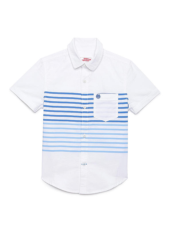 BOYS PRINTED STRIPES REGULAR FIT CASUAL SHIRT