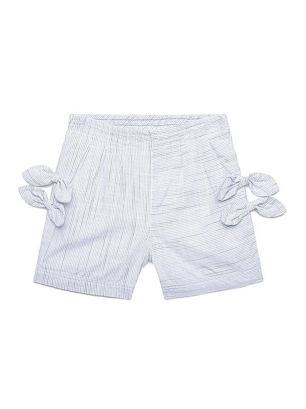 GIRLS COTTON STRIPE ELASTICATED WAIST WITH SIDE BOW SHORTS