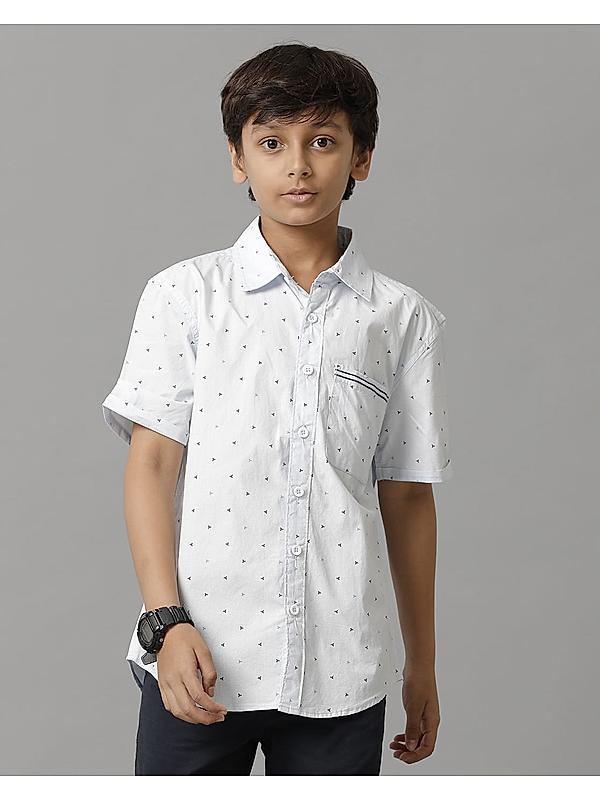 COTTON SELF TEXTURE N PRINTED HALF SLEEVE SHIRT