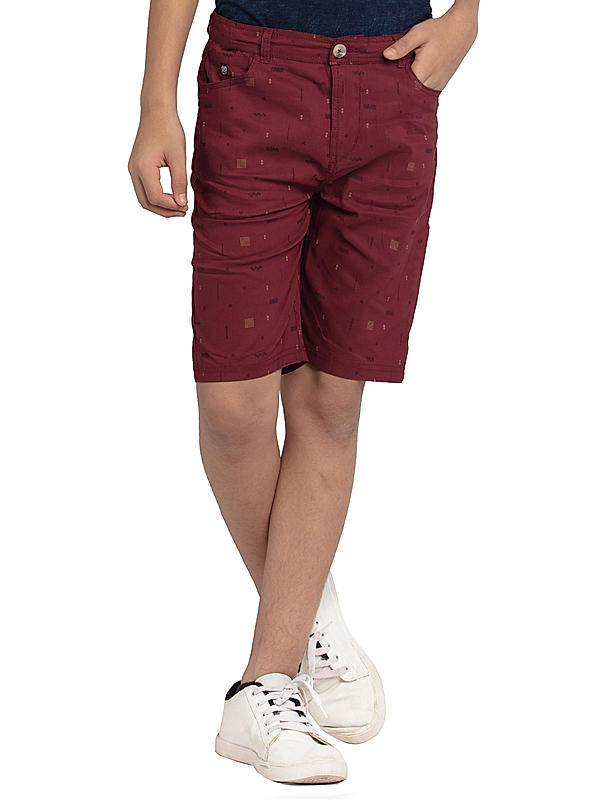 BOYS PRINTED POPLIN SLIM FIT SHORTS