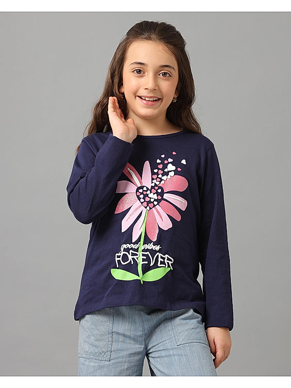 Girls Navy Blue T-Shirts