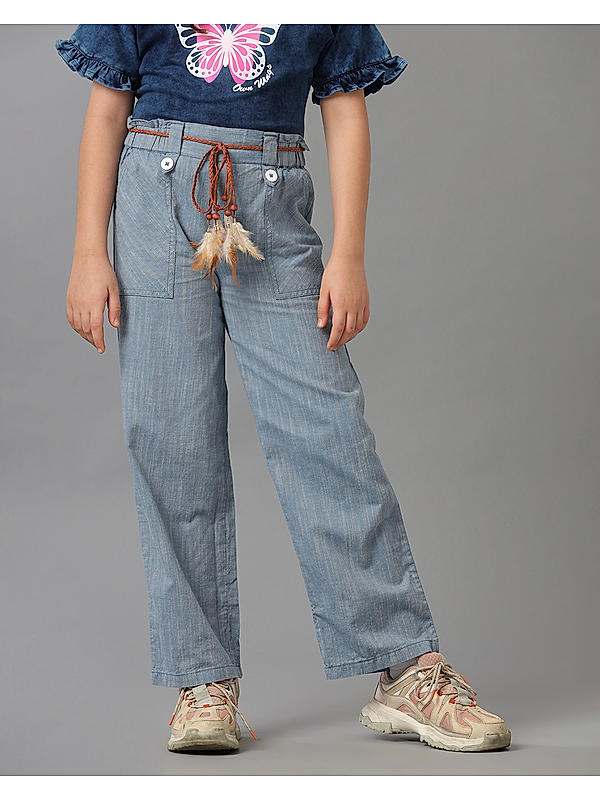 Girls Blue Stripes Trousers