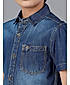 LT WT DENIM HALF SLEEVE SHIRT WITH PRINT ON FRONT PANELS