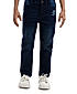 INDIGO STRETCH DENIM PANTS WITH PRINT ON FRONT PANEL