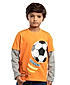 BOYS FULL SLEEVE ROUND NECK T SHIRT WITH REVERSIBLE SEQUIENCE ON CHEST