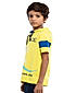 BOYS HALF SLEEVE HOODED T SHIRT WITH PRINT ON CHEST