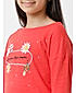 GIRLS FULL SLEEVE TOP WITH PRINT AND APPLIQUE ON CHEST