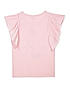 GIRLS ROUND NECK RUFFLE SLEEVE PRINT APPLIQUE T-SHIRT