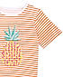 GIRLS ROUND NECK STRIPED TIE-UP T-SHIRT WITH SEQUINS DETAILS