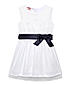 GIRLS SATIN PLEATED NECK SHIMMER TULLE TOP LAYER WITH SATIN WAIST BELT DRESS