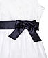 GIRLS SATIN PLEATED NECK SHIMMER TULLE TOP LAYER WITH SATIN WAIST BELT DRESS