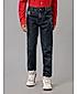 Boys Cotton Denim Washed Music N Back Pocket Gutiar Printed Bottom Hem Folded Slim Fit Jean