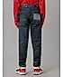 Boys Cotton Denim Washed Music N Back Pocket Gutiar Printed Bottom Hem Folded Slim Fit Jean