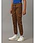 COTTON TWILL CARGO POCKETS BOTTOM ZIPPER N RIB JOGGERS