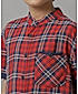 COTTON RED TWILL CHECKS CHINESE COLLAR HALD SLEEVE SHIRT