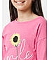 GIRLS FULL SLEEVE TOP WITH PRINT AND APPLIQUE ON CHEST