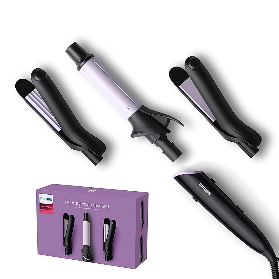 Multi Styler - | Straighten, Curl or Crimp with a Single Tool | Quick Click Release Technology | BHH816/00