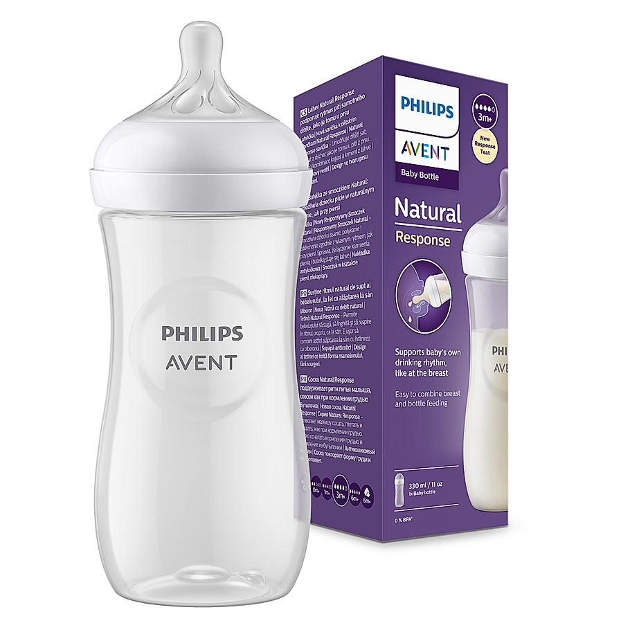 Avent- Natural Response Feeding Bottle for Babies aged 6 months and above | 330ml | Pack of 1 | BPA Free | SCY906/01