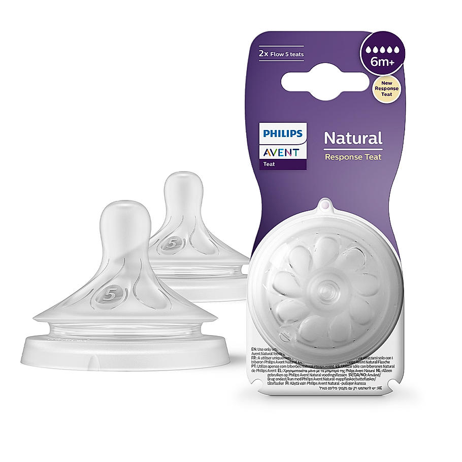 Avent- Natural Response Teat for Babies Aged 6 months and above| Flow 5 | Pack of 2 | BPA Free | SCY965/02