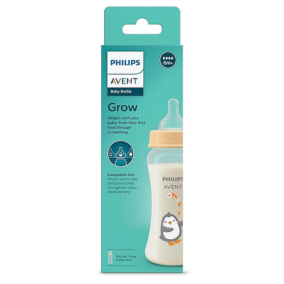 Avent- Grow Feeding Bottle for Babies aged 6 months and above | 330ml | Pack of 1| Anti Colic | BPA Free | SCF064/01