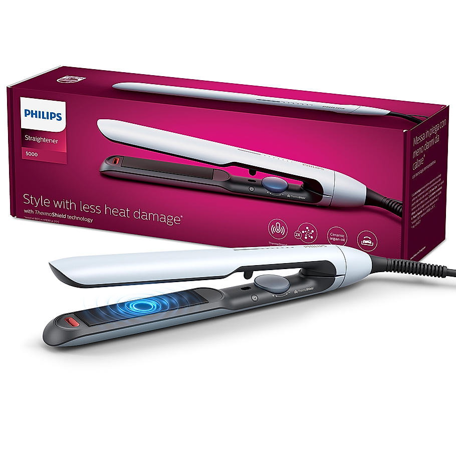 Hair Straightener - | 2x Ionic Care with ThermoShield Tech | Argan Oil Floating plates | BHS520/00