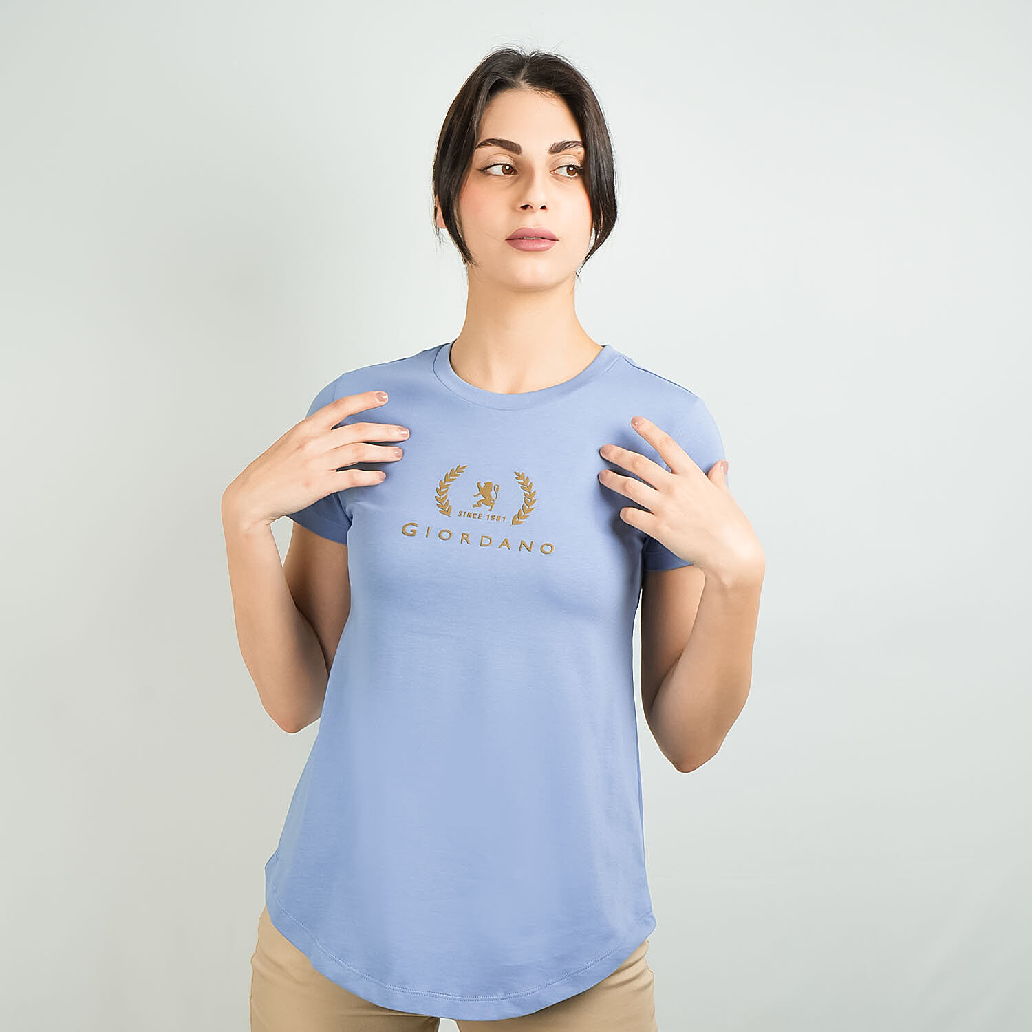 Women's Cotton Jersey Crew Neck Logo Print Tee
