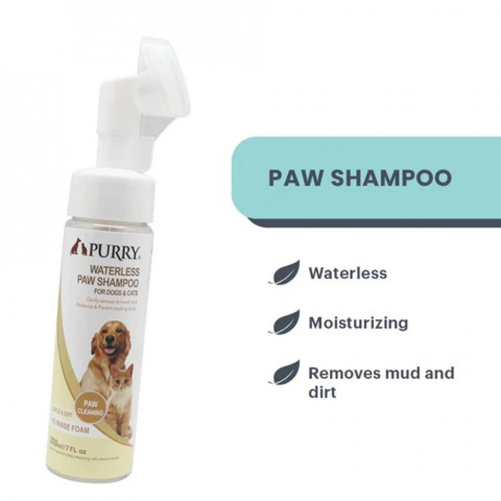 Purry Waterless Paw Shampoo Foam, Cat & Dog 200ml