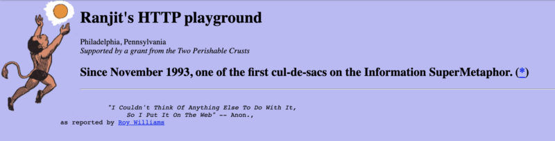 Screenshot of Rajit's HTTP Playground in 1996