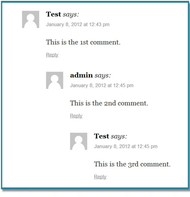 An example of threaded comments from an early WordPress site