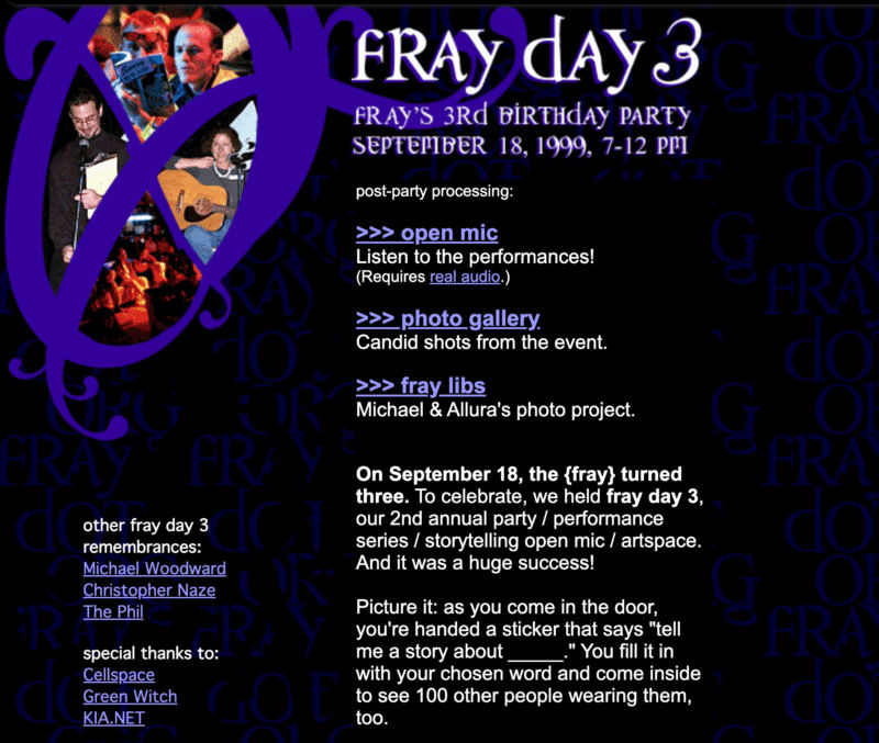 A description of Fray Day 3, from the fray website